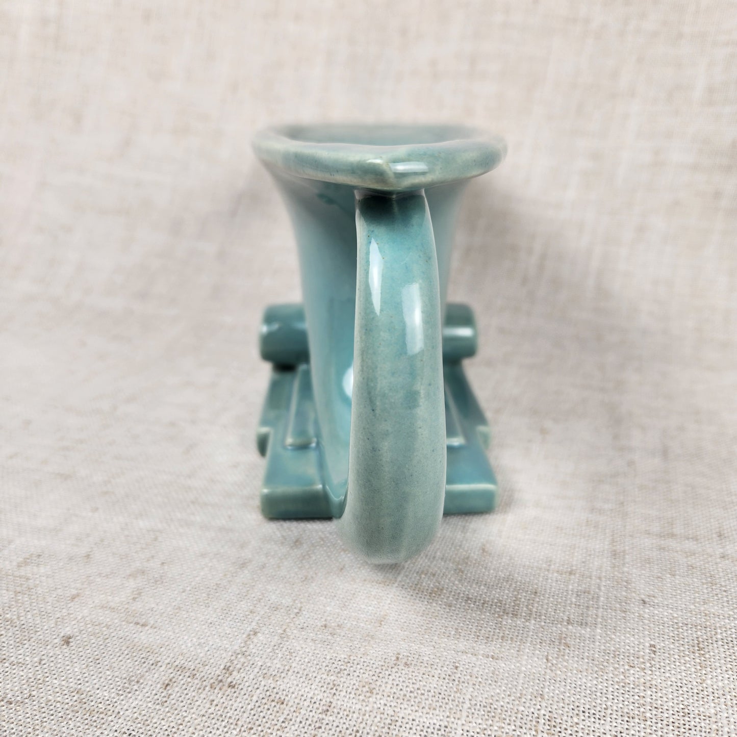 Vintage Haeger Pottery | Turquoise Art Deco Console Planter Vase | MCM Ceramic | USA