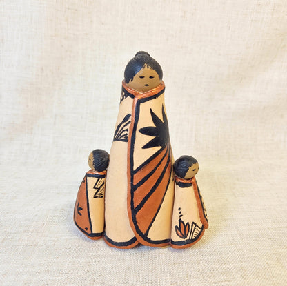 Vintage Native Style Pottery Figurine | Handcrafted Southwestern Clay Family Sculpture