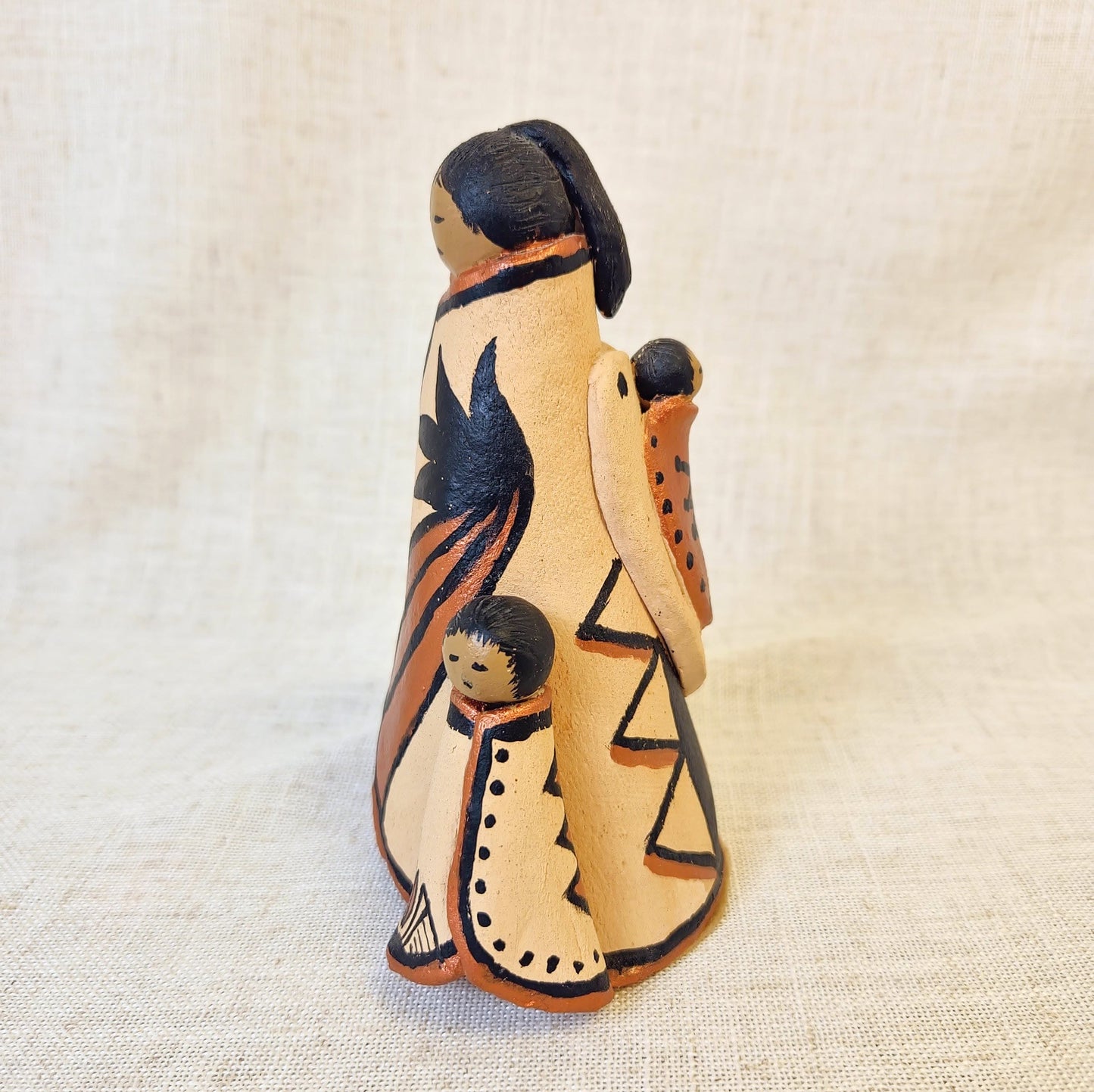 Vintage Native Style Pottery Figurine | Handcrafted Southwestern Clay Family Sculpture