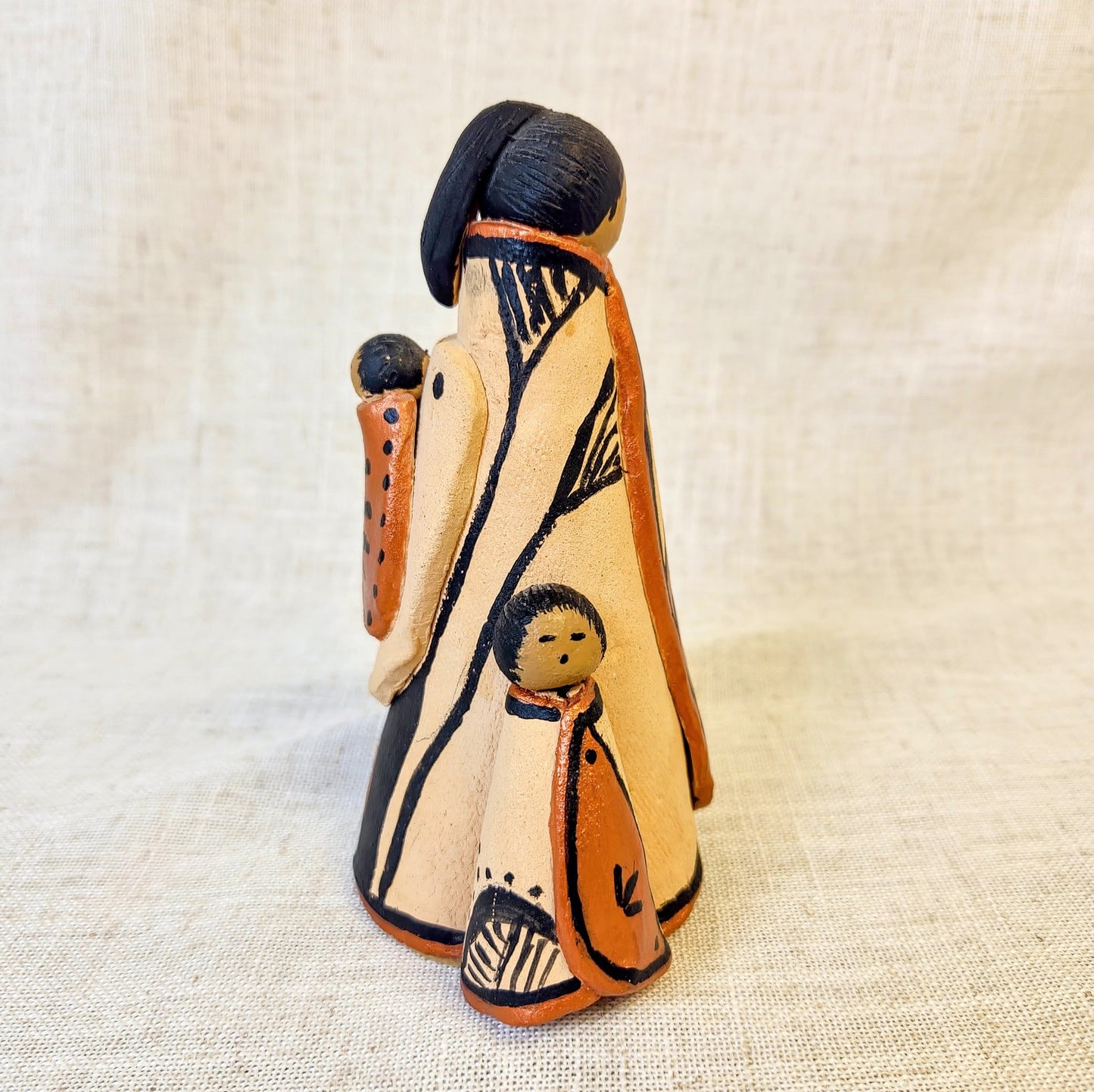 Vintage Native Style Pottery Figurine | Handcrafted Southwestern Clay Family Sculpture