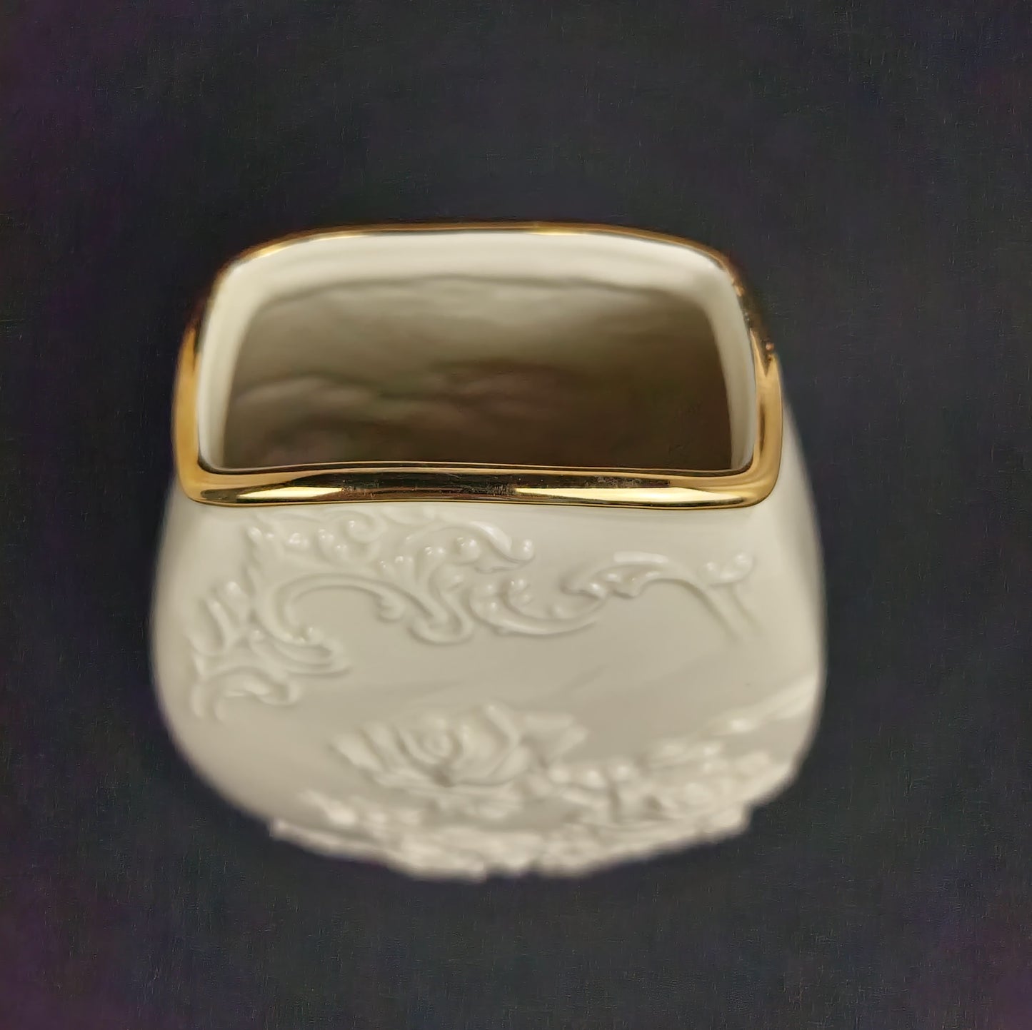 Lenox Ivory Rose Embossed Vase with Gold Rim