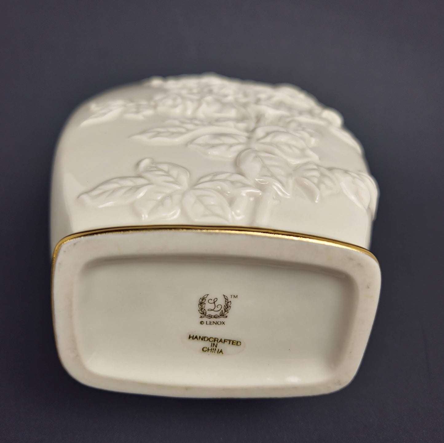 Lenox Ivory Rose Embossed Vase with Gold Rim