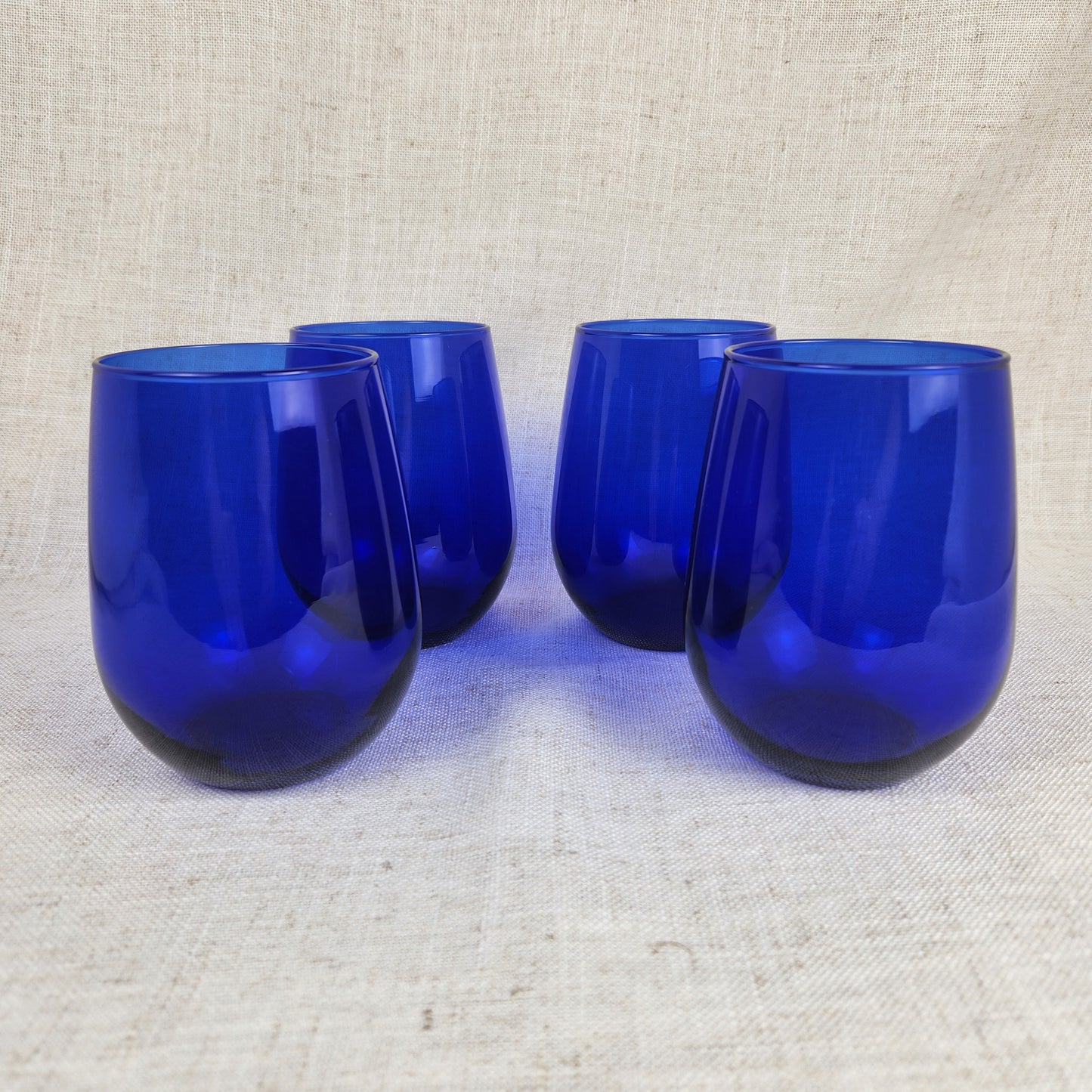 Cobalt Blue Stemless Wine Glasses, Set of 4 | A Coastal Table Classic