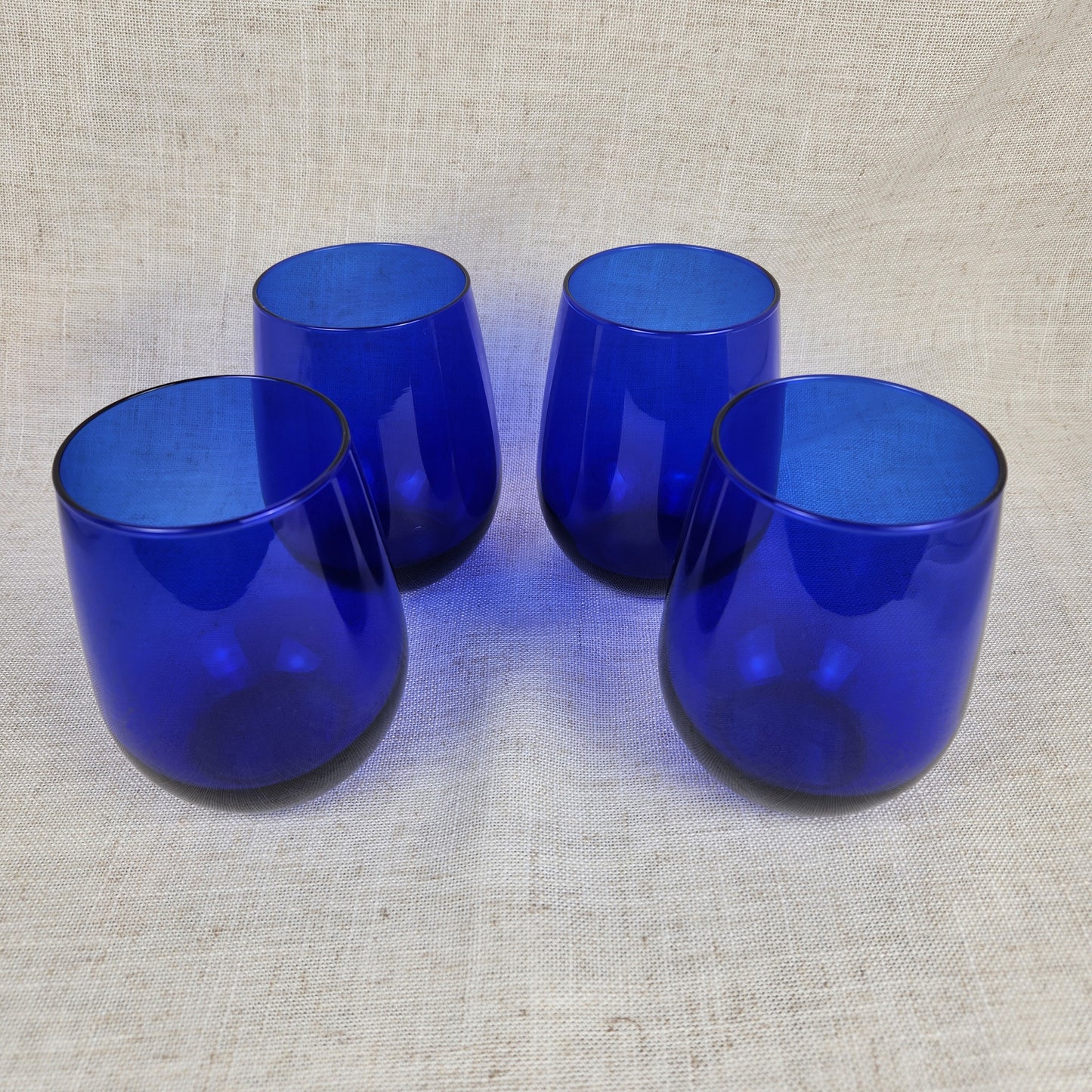 Cobalt Blue Stemless Wine Glasses, Set of 4 | A Coastal Table Classic