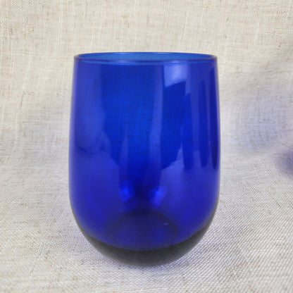 Cobalt Blue Stemless Wine Glasses, Set of 4 | A Coastal Table Classic