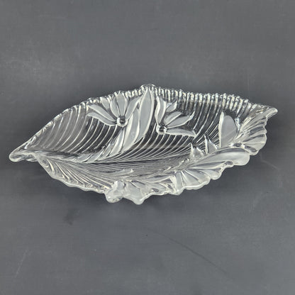 Mikasa Capriccio Crystal Leaf Serving Dish | Vintage Floral Glass Bowl for Entertaining