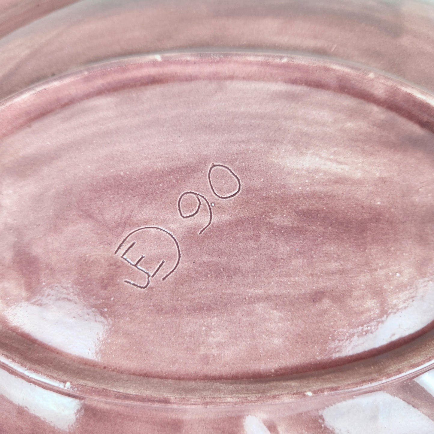 Handmade Ceramic Fish Dish | Vintage Pink Pottery | Signed JD 1990
