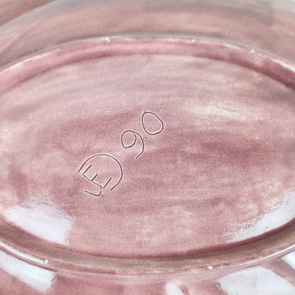 Handmade Ceramic Fish Dish | Vintage Pink Pottery | Signed JD 1990