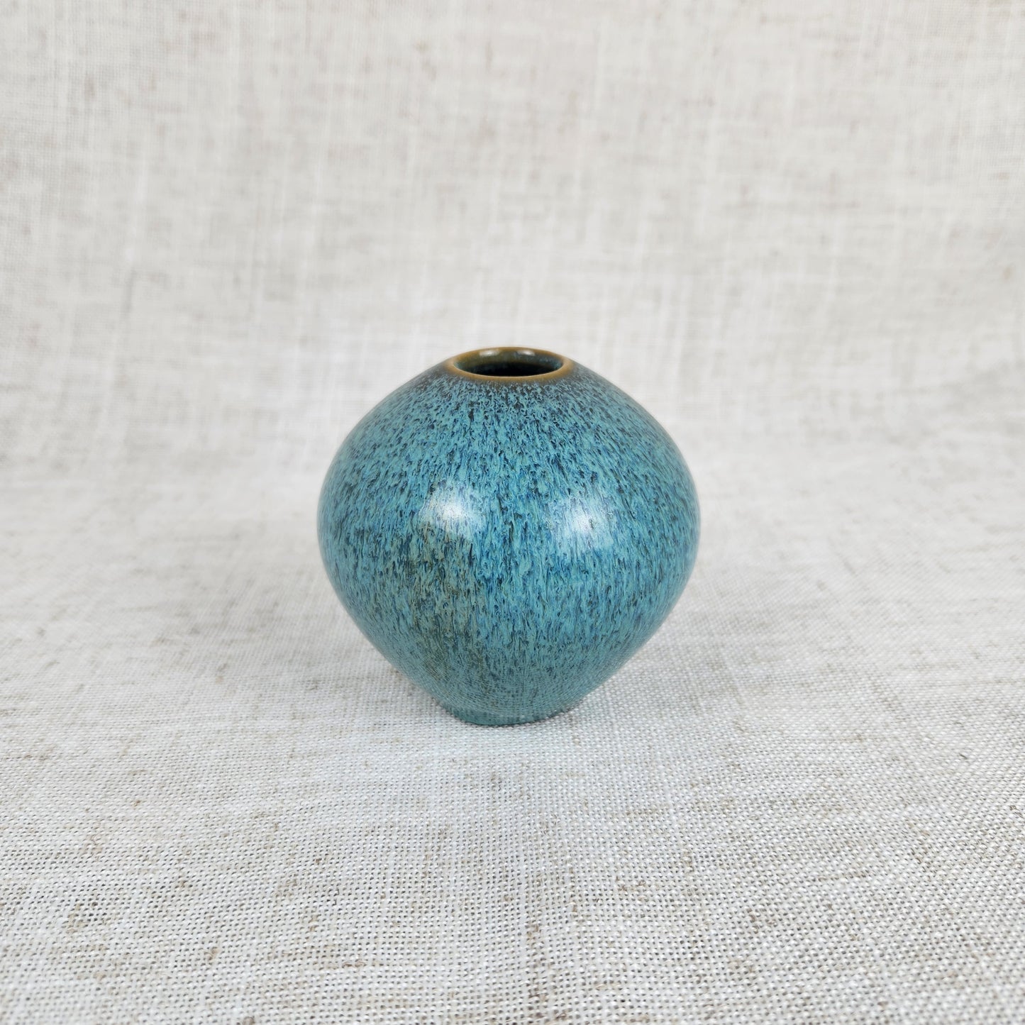 Small Studio Pottery Vase, Blue Green Glaze, Mini Bud Vase, Organic Modern Decor