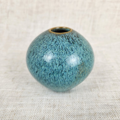 Small Studio Pottery Vase, Blue Green Glaze, Mini Bud Vase, Organic Modern Decor