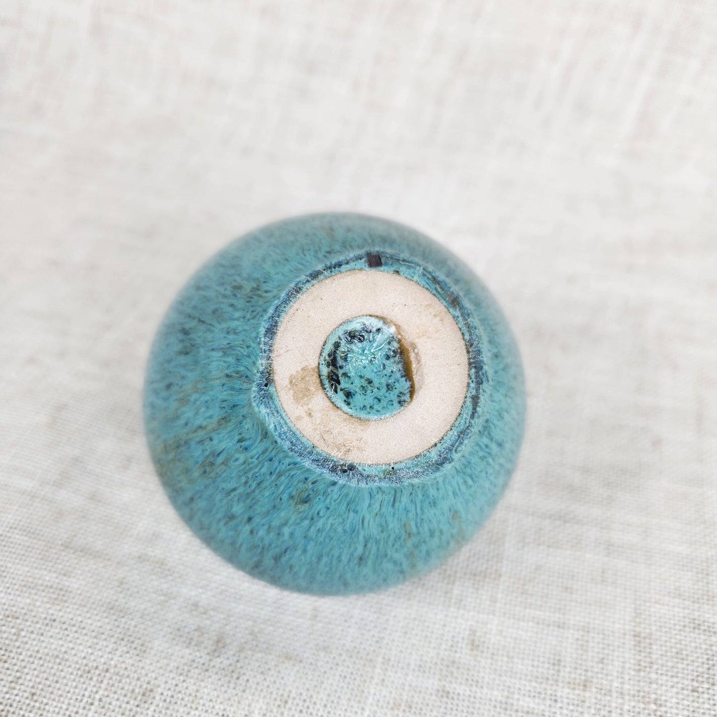 Small Studio Pottery Vase, Blue Green Glaze, Mini Bud Vase, Organic Modern Decor