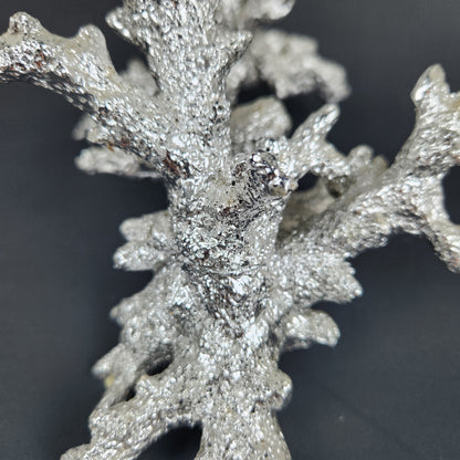 Silver Leaf Faux Coral Sculpture – Mid Century Modern Coastal Decor