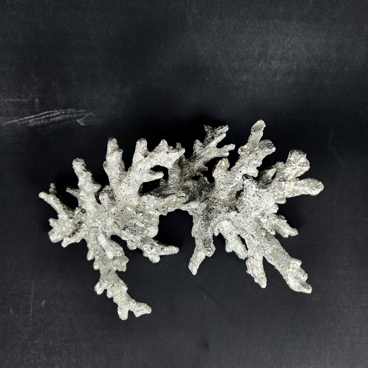 Silver Leaf Faux Coral Sculpture – Mid Century Modern Coastal Decor