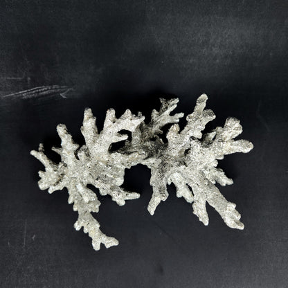 Silver Leaf Faux Coral Sculpture – Mid Century Modern Coastal Decor