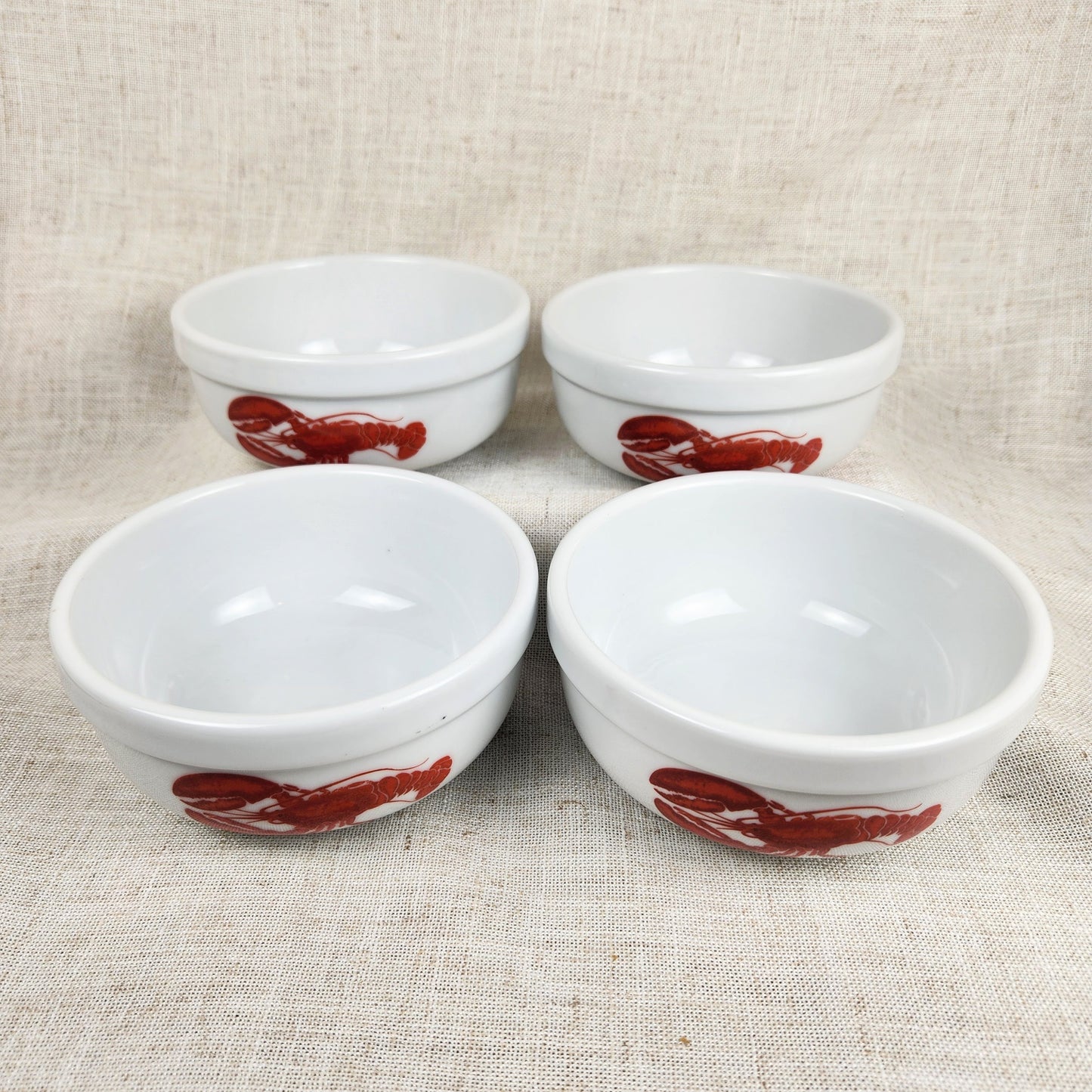 Vintage Danesco Lobster Bisque Bowls Set of 4 – Decorated in Canada, Coastal Cottage Serveware