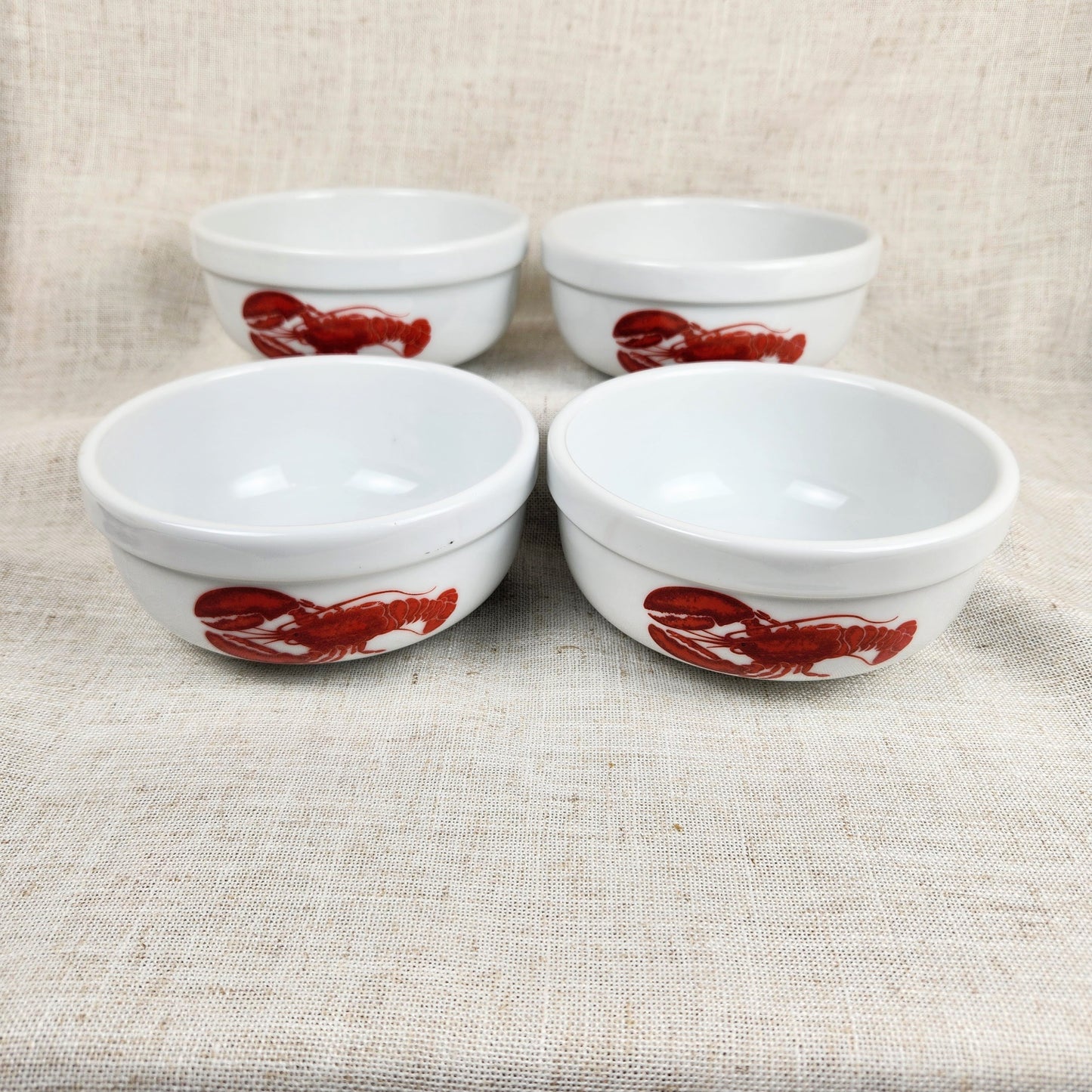 Vintage Danesco Lobster Bisque Bowls Set of 4 – Decorated in Canada, Coastal Cottage Serveware