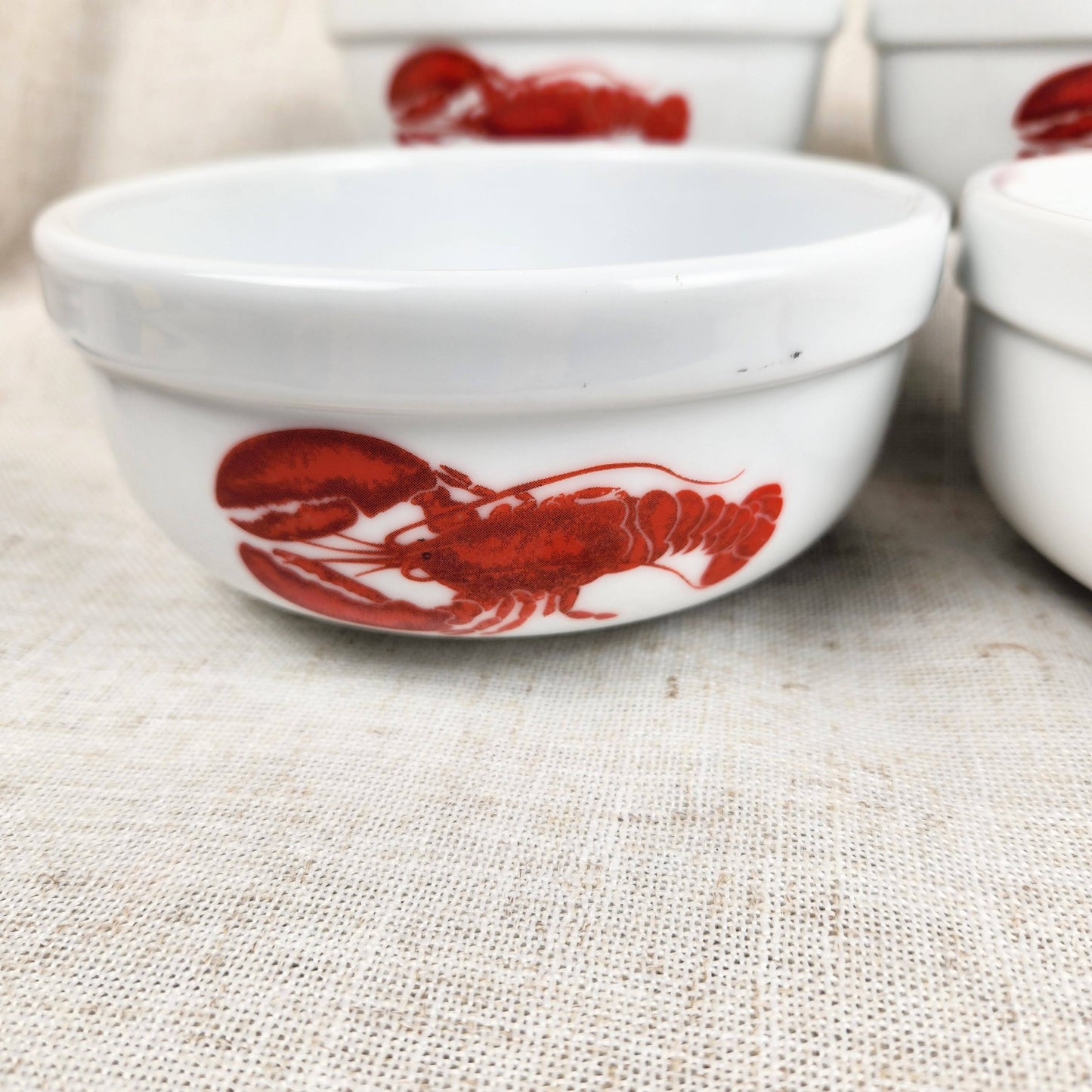 Vintage Danesco Lobster Bisque Bowls Set of 4 – Decorated in Canada, Coastal Cottage Serveware