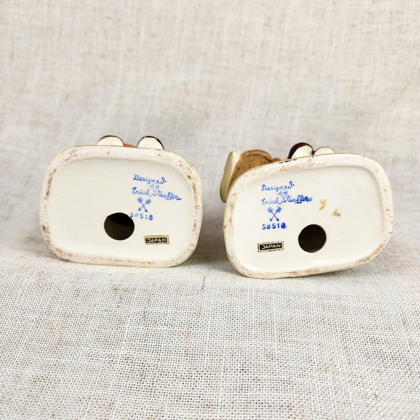 Erich Stauffer “Picnic Time” Boy & Girl Figurines | Vintage Japan Mid Century Pair
