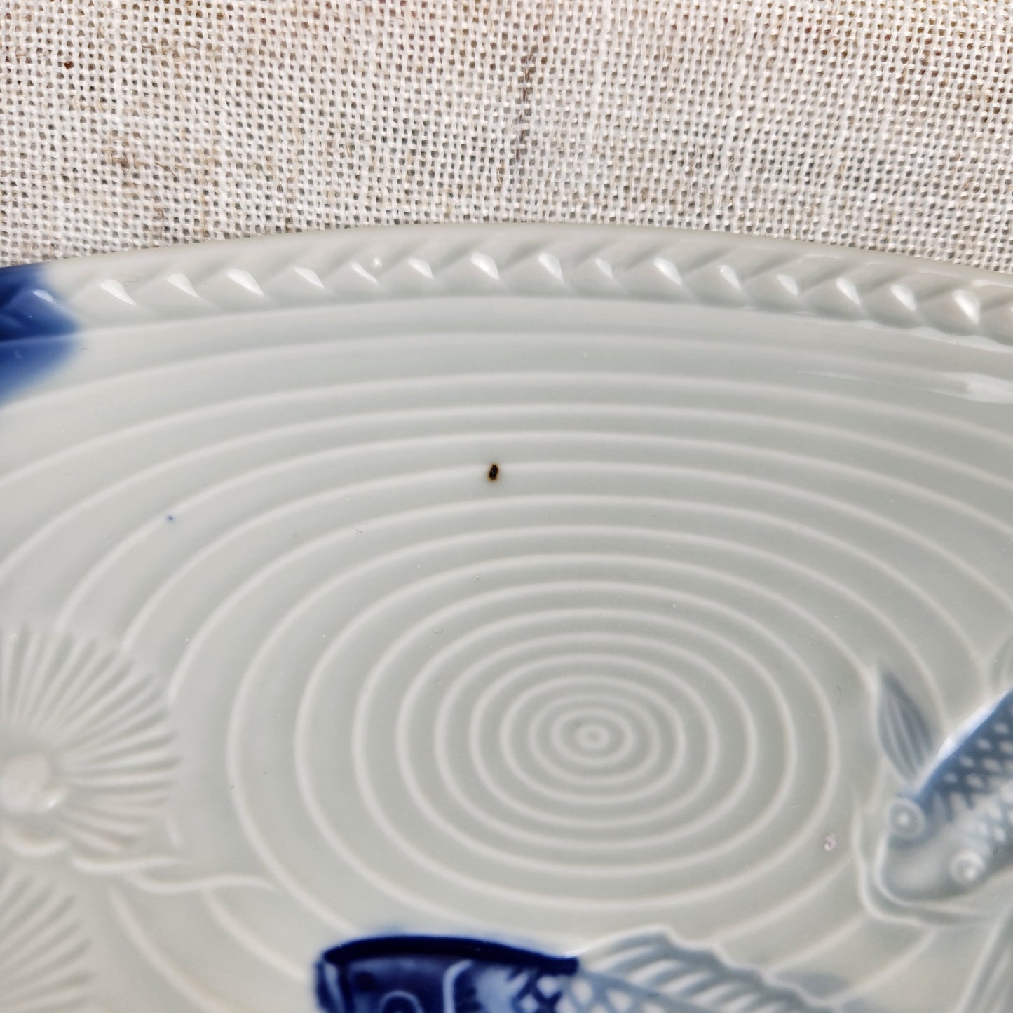 Vintage Sushi Plates Set of 6 | Blue & White Koi Fish Design | Rectangular Japanese Style Serving Plates