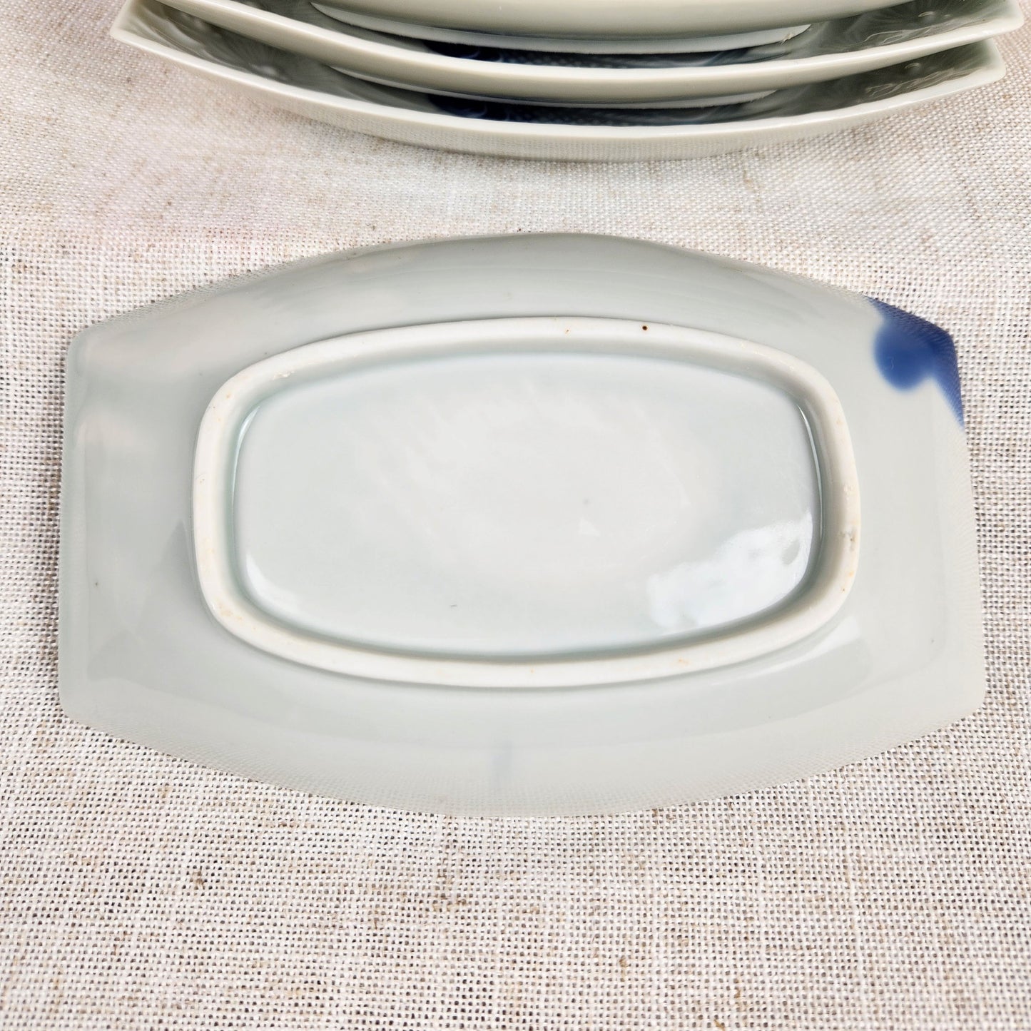 Vintage Sushi Plates Set of 6 | Blue & White Koi Fish Design | Rectangular Japanese Style Serving Plates