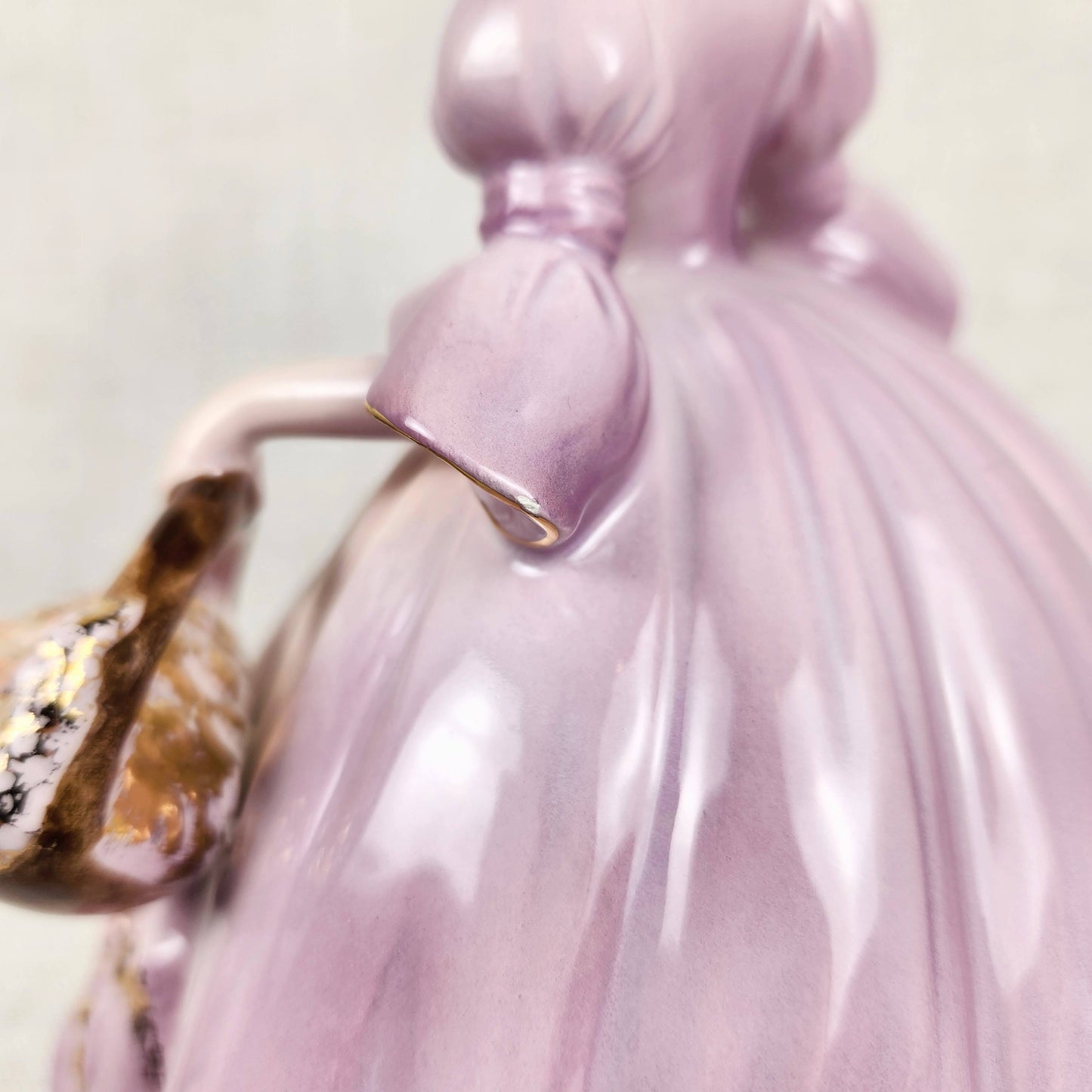 Vintage Josef Originals Lavender Lady Figurine with Floral Basket