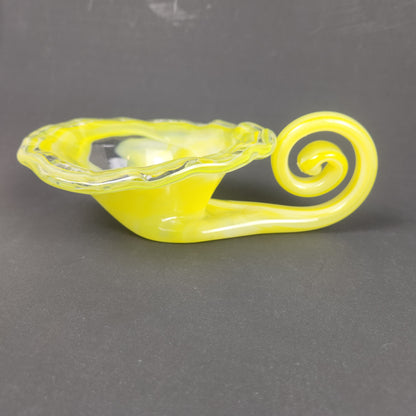 Vintage Hand Blown Yellow Art Glass Catchall Bowl | Murano Inspired Sooner Style