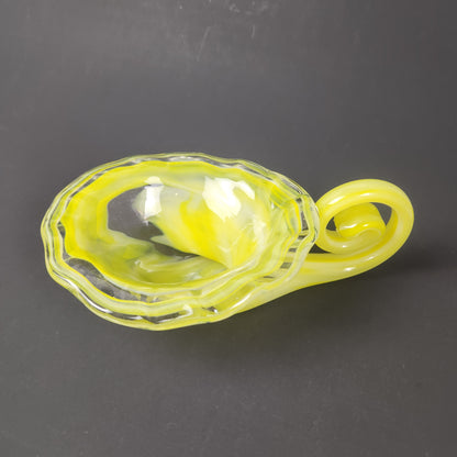 Vintage Hand Blown Yellow Art Glass Catchall Bowl | Murano Inspired Sooner Style