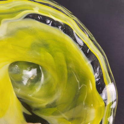 Vintage Hand Blown Yellow Art Glass Catchall Bowl | Murano Inspired Sooner Style