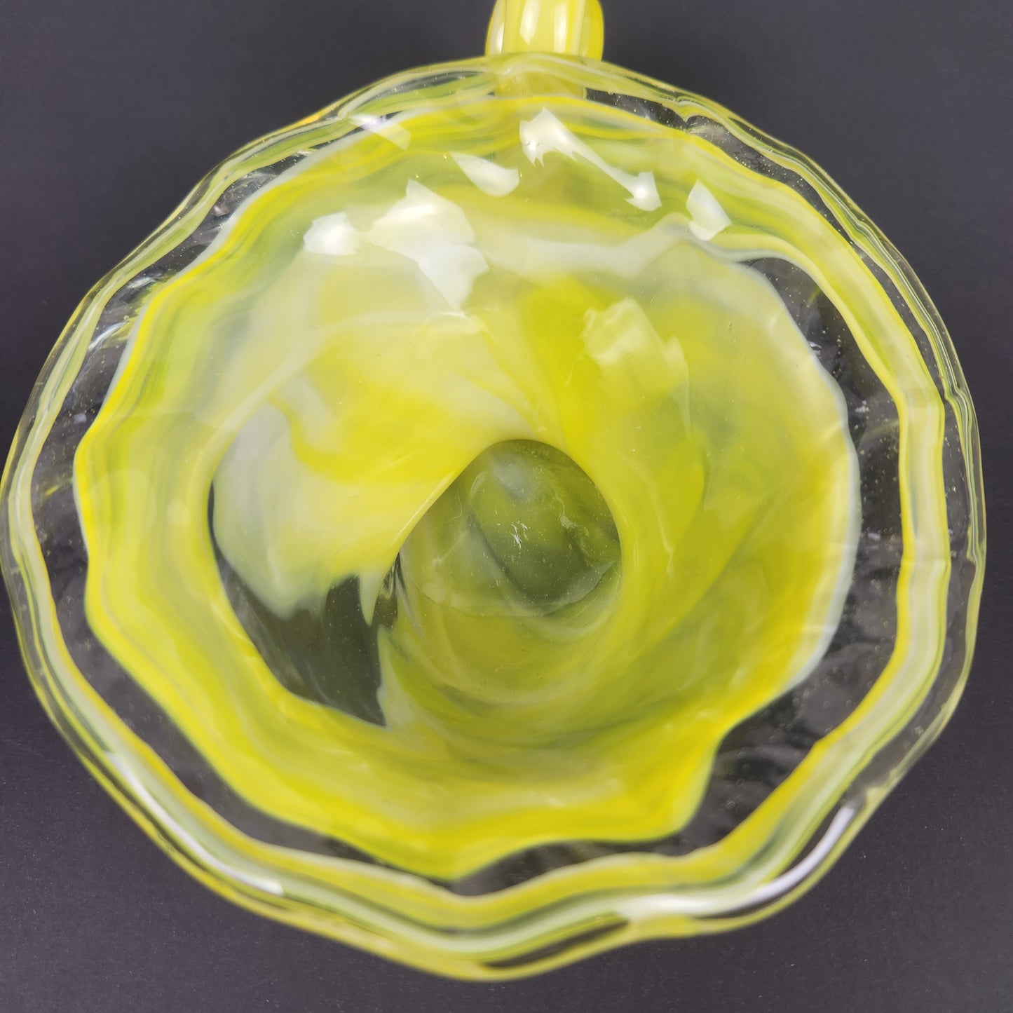 Vintage Hand Blown Yellow Art Glass Catchall Bowl | Murano Inspired Sooner Style