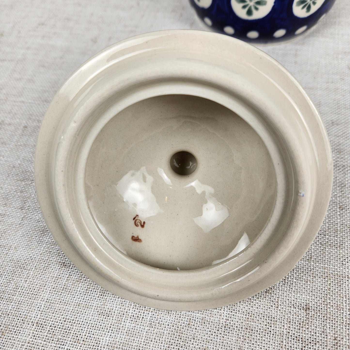 Vintage Bolesławiec Polish Pottery Canister with Lid | Handmade in Poland Blue & White Floral Stoneware Jar
