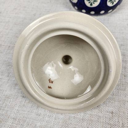 Vintage Bolesławiec Polish Pottery Canister with Lid | Handmade in Poland Blue & White Floral Stoneware Jar