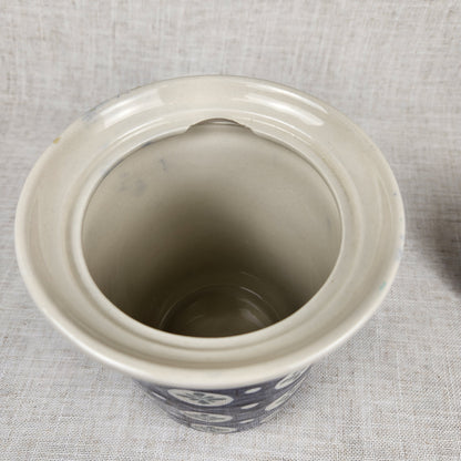 Vintage Bolesławiec Polish Pottery Canister with Lid | Handmade in Poland Blue & White Floral Stoneware Jar