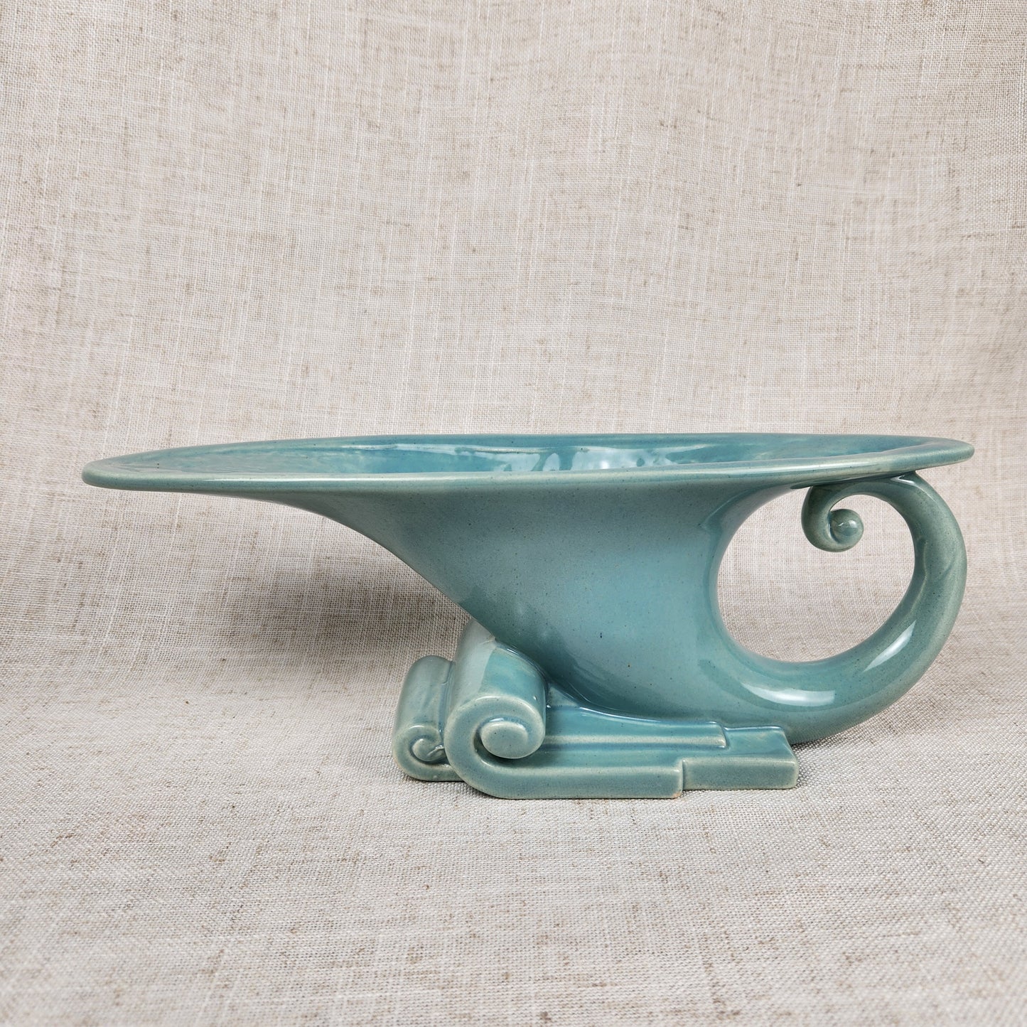 Vintage Haeger Pottery | Turquoise Art Deco Console Planter Vase | MCM Ceramic | USA