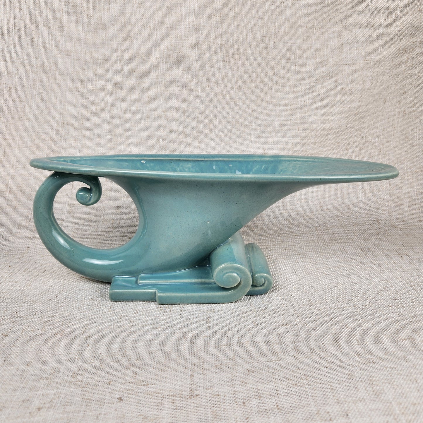 Vintage Haeger Pottery | Turquoise Art Deco Console Planter Vase | MCM Ceramic | USA