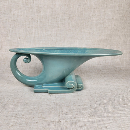 Vintage Haeger Pottery | Turquoise Art Deco Console Planter Vase | MCM Ceramic | USA