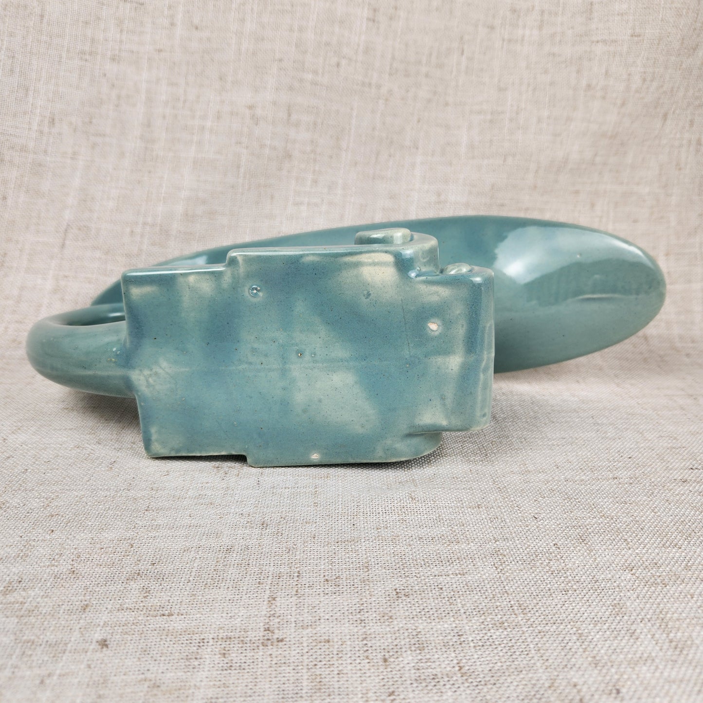 Vintage Haeger Pottery | Turquoise Art Deco Console Planter Vase | MCM Ceramic | USA