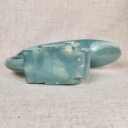 Vintage Haeger Pottery | Turquoise Art Deco Console Planter Vase | MCM Ceramic | USA
