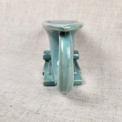 Vintage Haeger Pottery | Turquoise Art Deco Console Planter Vase | MCM Ceramic | USA