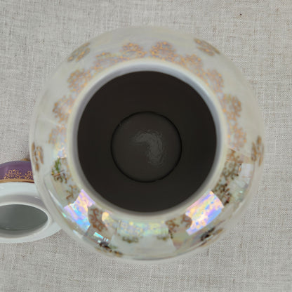 Vintage Kudo Toki Fancy China Ginger Jar | Lavender Lusterware Porcelain Urn with Lid Gold Trim 10.5"