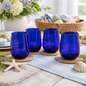 Cobalt Blue Stemless Wine Glasses, Set of 4 | A Coastal Table Classic