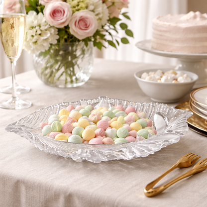 Mikasa Capriccio Crystal Leaf Serving Dish | Vintage Floral Glass Bowl for Entertaining