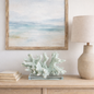 Seafoam Faux Coral Sculpture on Glass Base | Coastal Chic Decor