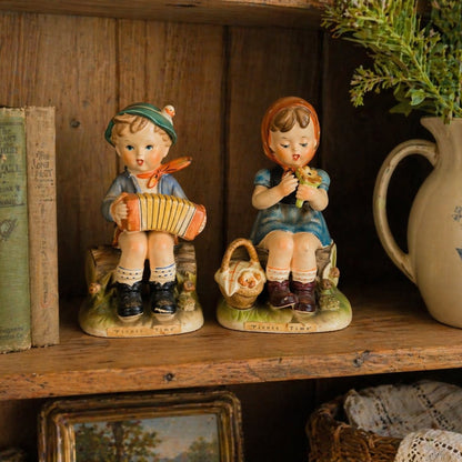 Erich Stauffer “Picnic Time” Boy & Girl Figurines | Vintage Japan Mid Century Pair
