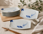 Vintage Sushi Plates Set of 6 | Blue & White Koi Fish Design | Rectangular Japanese Style Serving Plates