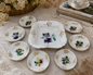 Vintage Fruit Dessert Bowl Set with 9 Berry Bowls, Cottage Style Dessert Set
