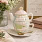 Taryn Reece Stacking Tea for One Set | Patchwork Teapot and Cup | Love & Hope Pastel Ceramic Tea Set