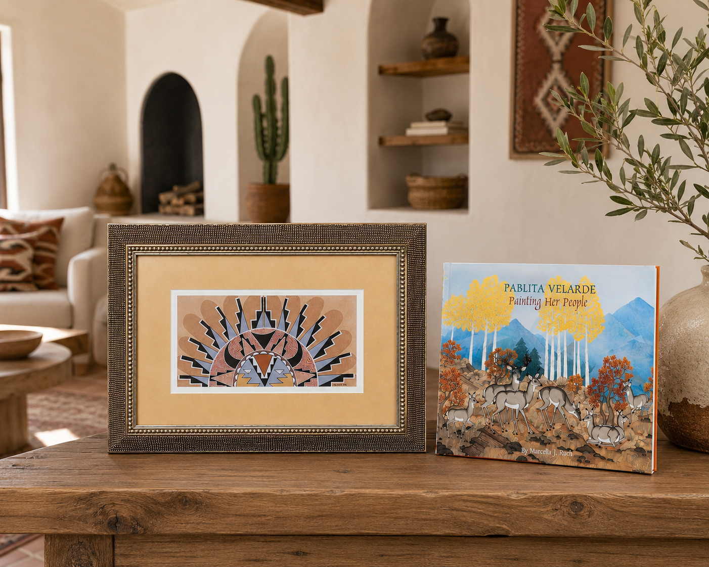 Pablita Velarde Framed Southwest Art Print & Companion Book Set | Native American Art Decor Collection