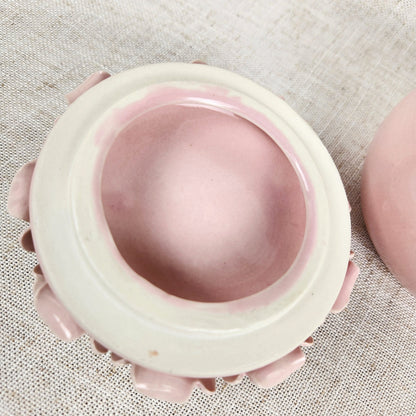 Vintage Blush Pink Rose Lidded Ceramic Trinket Box
