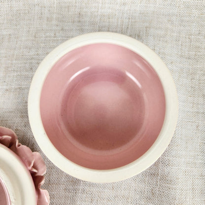 Vintage Blush Pink Rose Lidded Ceramic Trinket Box