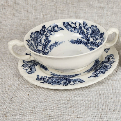 Perfectly Imperfect Antique Grindley England “The Atlas” Transferware Bowl & Underplate